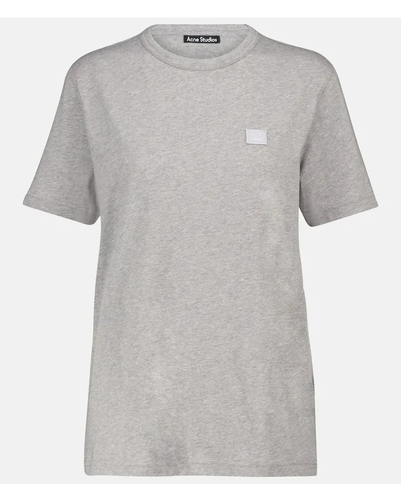 Acne Studios T-Shirt Face aus Baumwolle Grau