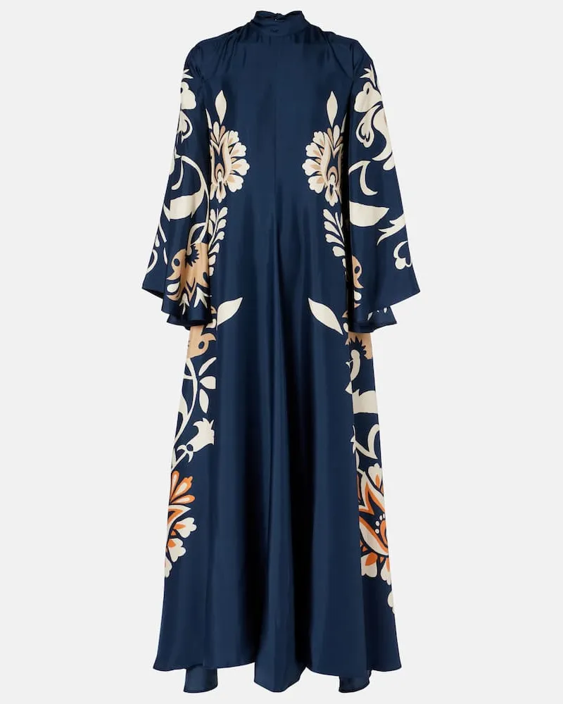 La DoubleJ Maxikleid Magnifico aus Seiden-Twill Blau