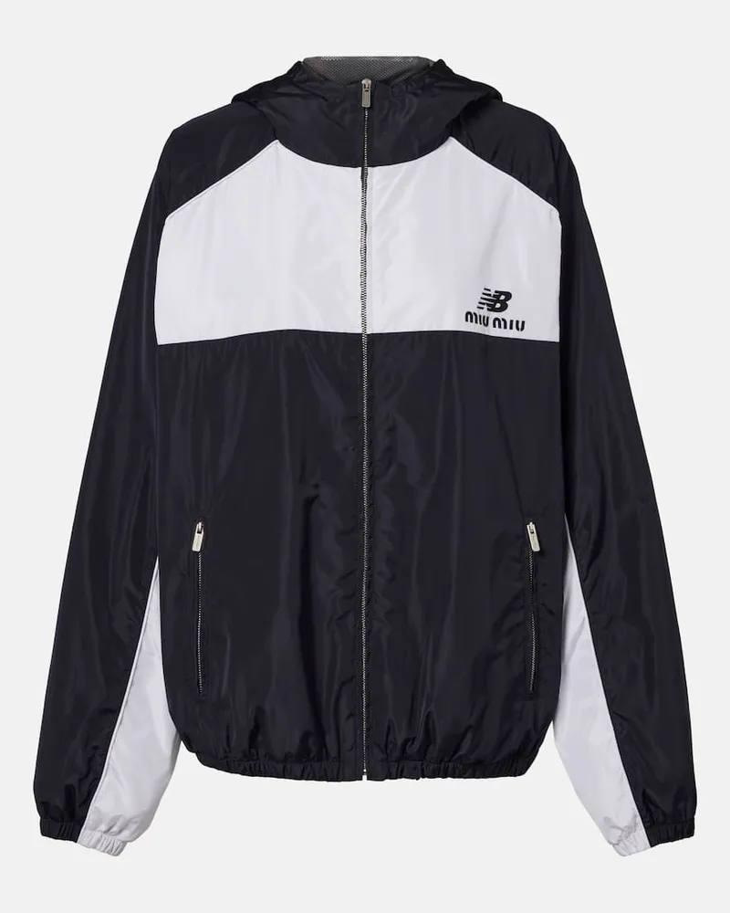 Miu Miu X New Balance Trainingsjacke aus Popeline Blau