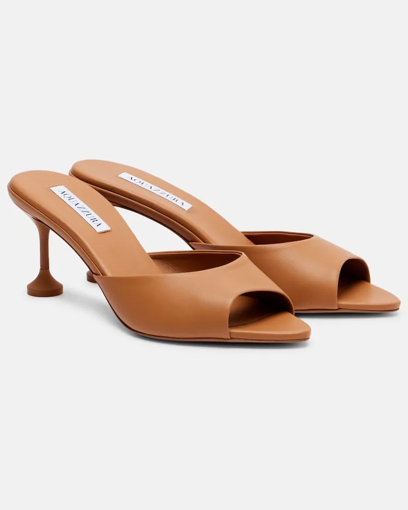 Aquazzura Pantoletten Bisous 65 aus Leder Braun