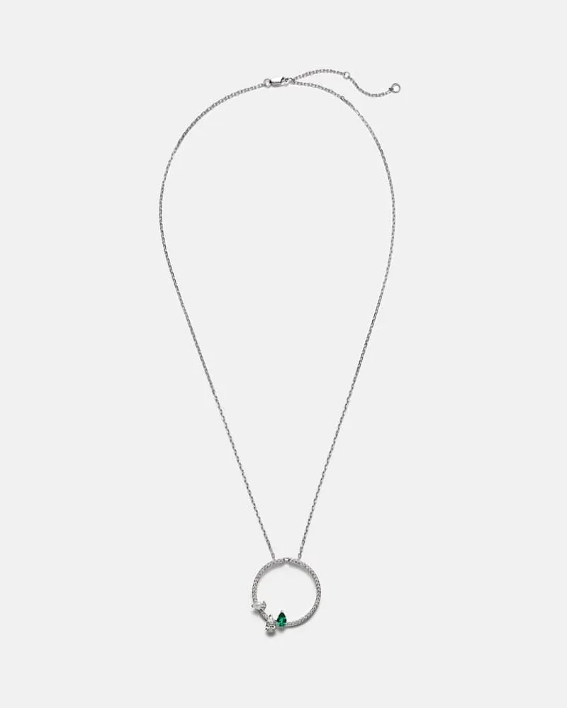 Repossi Halskette Serti sur Vide aus 18kt Weißgold mit Diamanten und Smaragd Weiß
