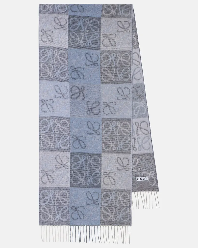 Loewe Schal Anagram aus Wolle und Kaschmir Blau