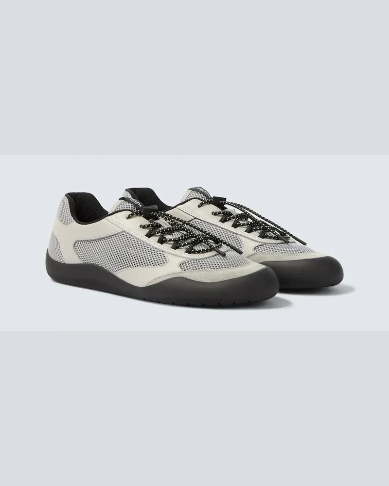 Prada Sneakers Speedrock mit Leder Grau