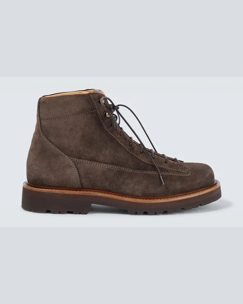 Brunello Cucinelli Ankle Boots aus Veloursleder Braun