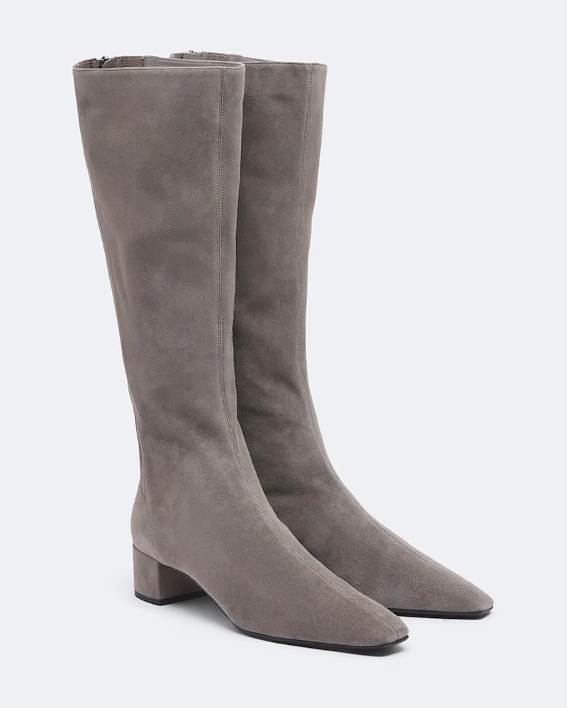 Aquazzura Stiefel Saint Honoré aus Veloursleder Grau