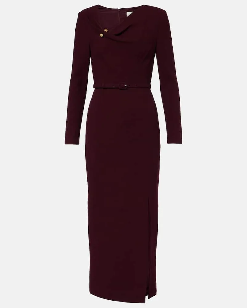 Roland Mouret Midikleid aus Woll-Crêpe Burgunderrot