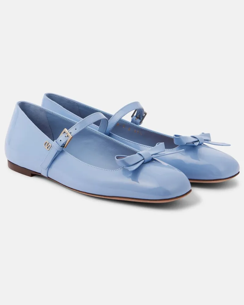 Valentino Garavani Mary-Jane-Ballerinas Romance Bow aus Lackleder Blau