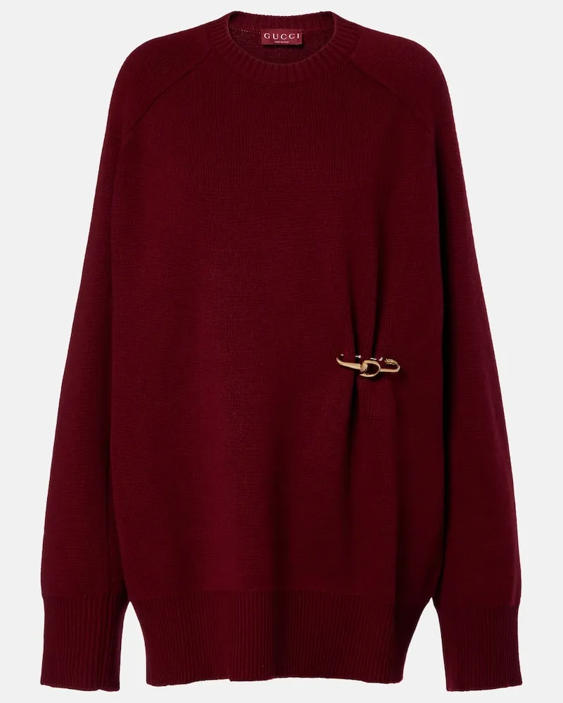 Gucci Pullover aus Wolle und Kaschmir Burgunderrot
