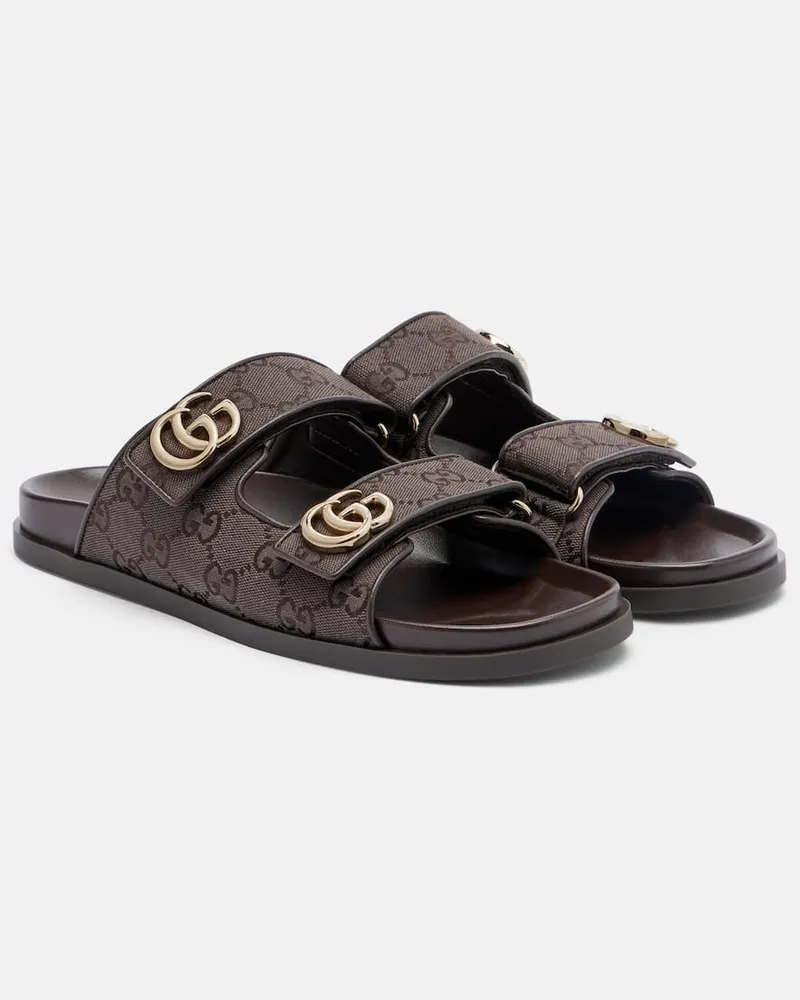 Gucci Sandalen Double G aus Canvas Braun