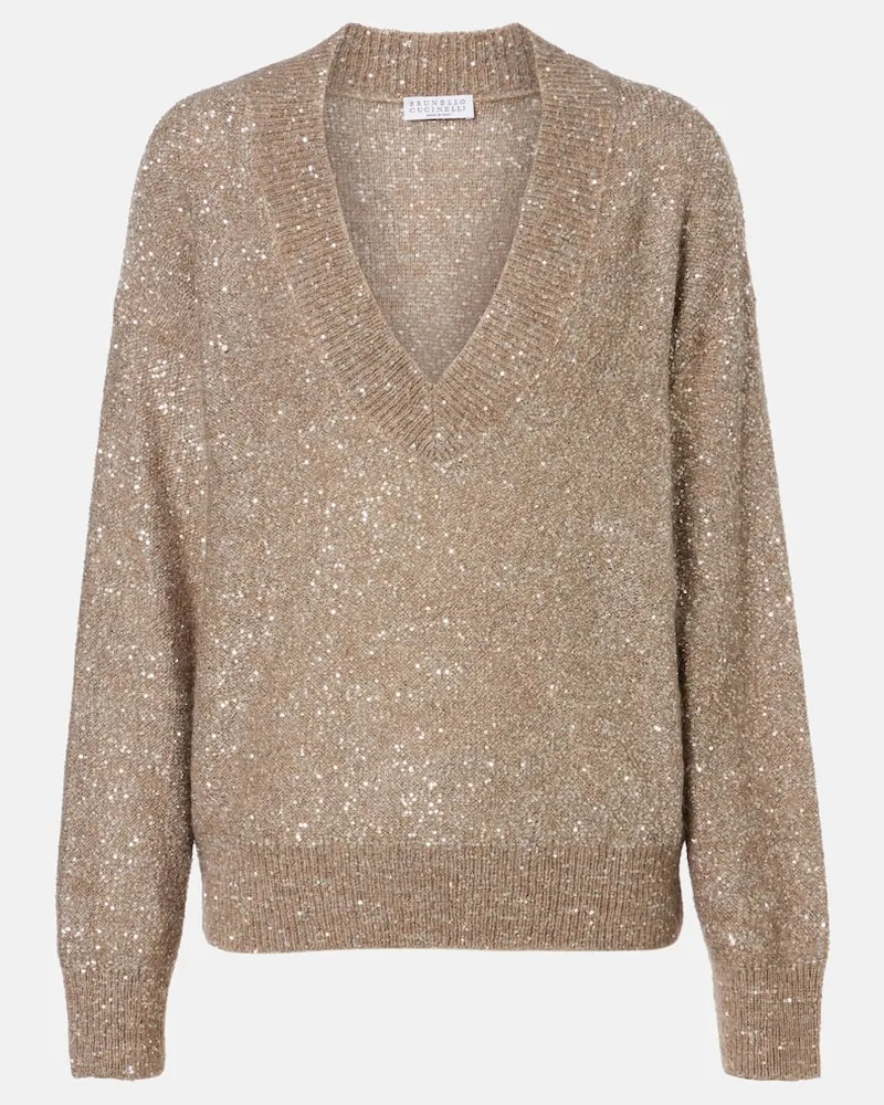 Brunello Cucinelli Pullover mit Pailletten Braun