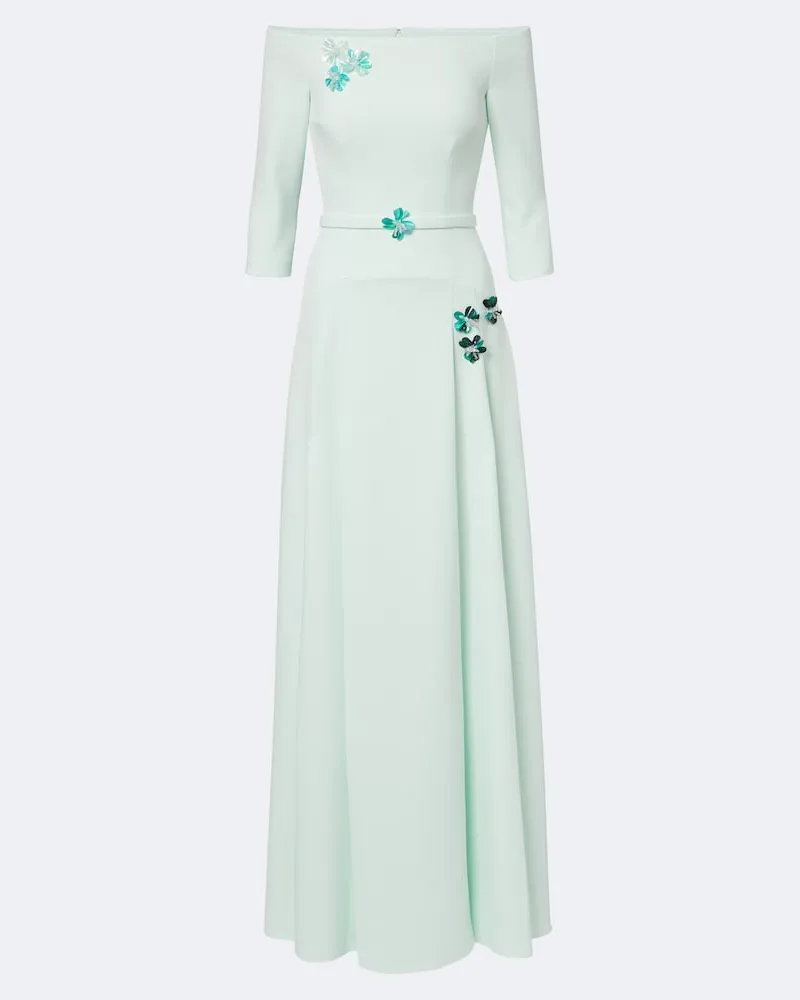 Safiyaa Off-Shoulder Robe Amadora aus Crêpe Grün