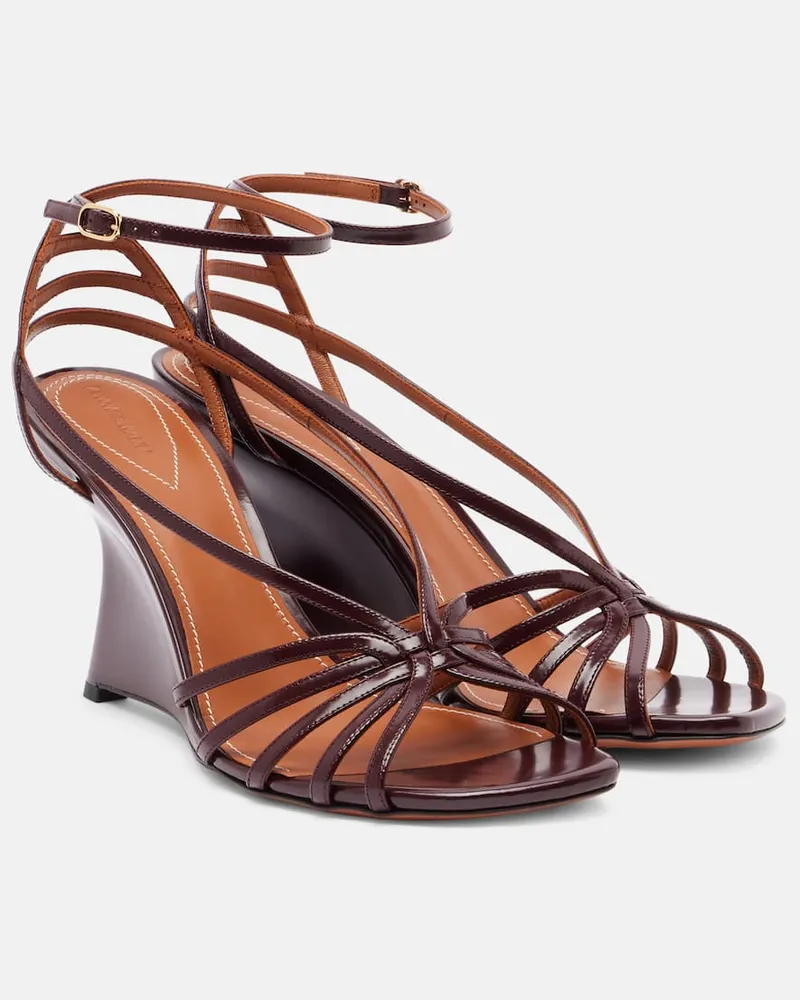 Zimmermann Wedge-Sandalen Aura 85 aus Lackleder Burgunderrot