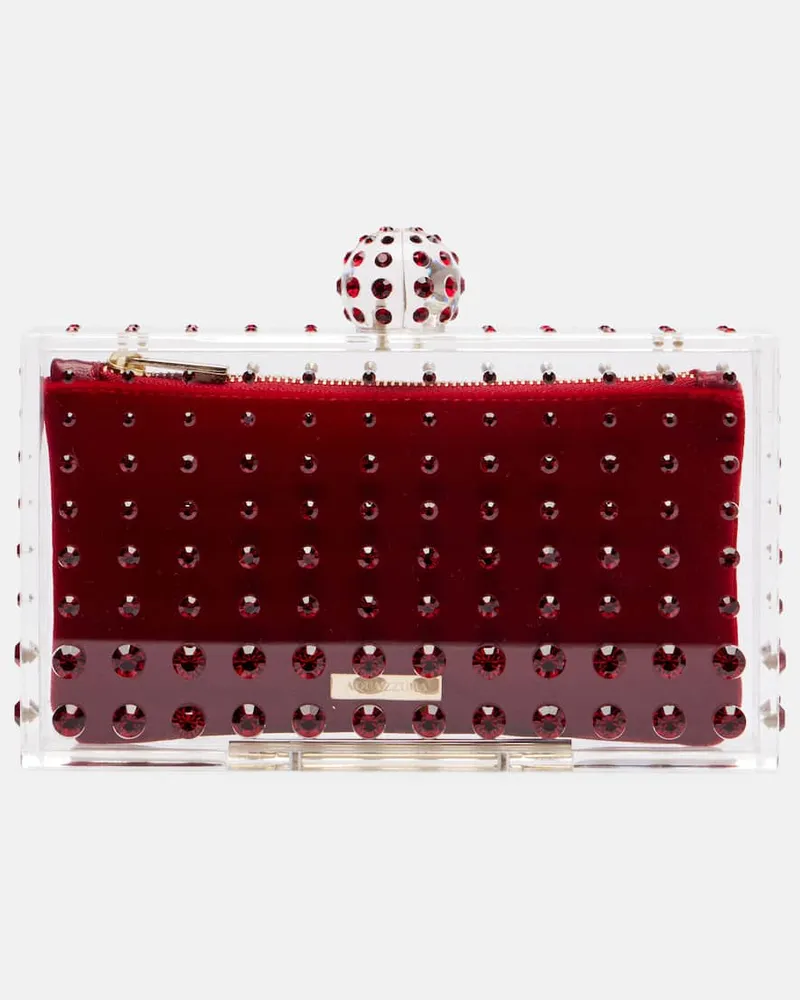 Aquazzura Clutch Tequila Mini mit Kristallen Rot