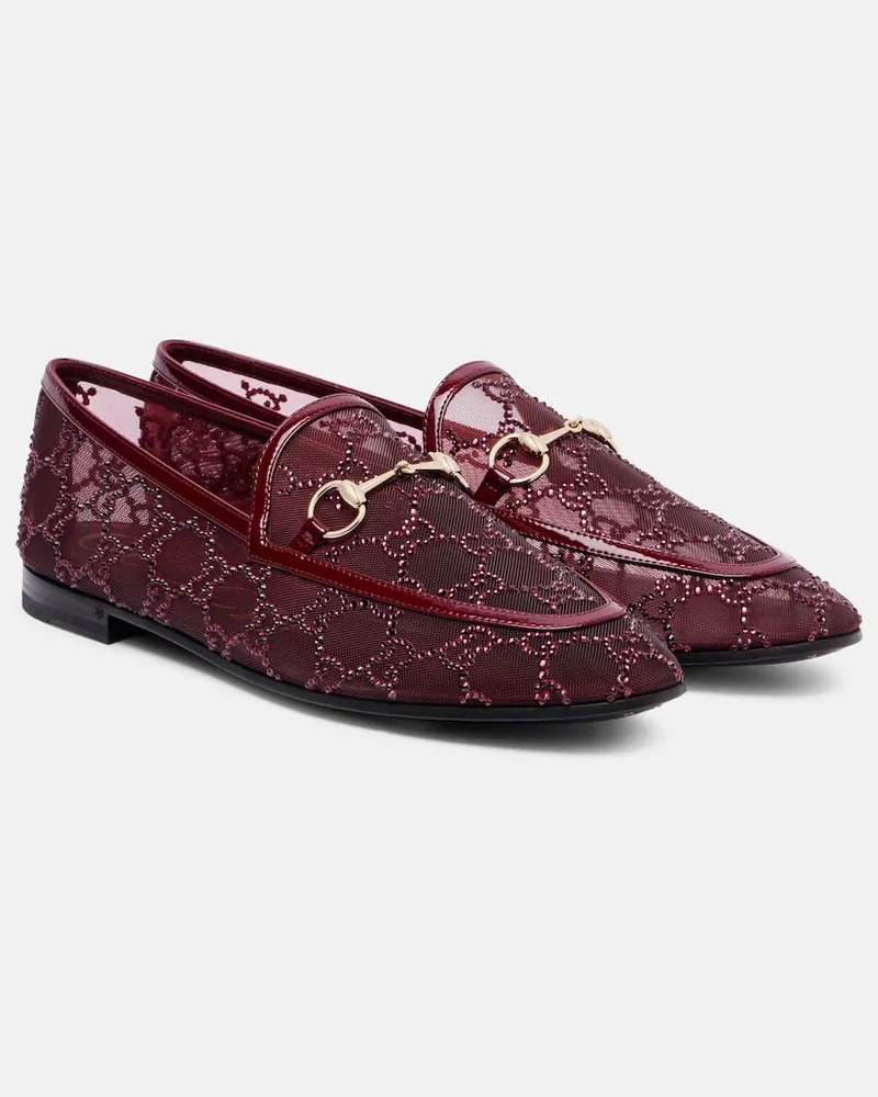 Gucci Loafers New Jordaan aus Mesh und Leder Rot