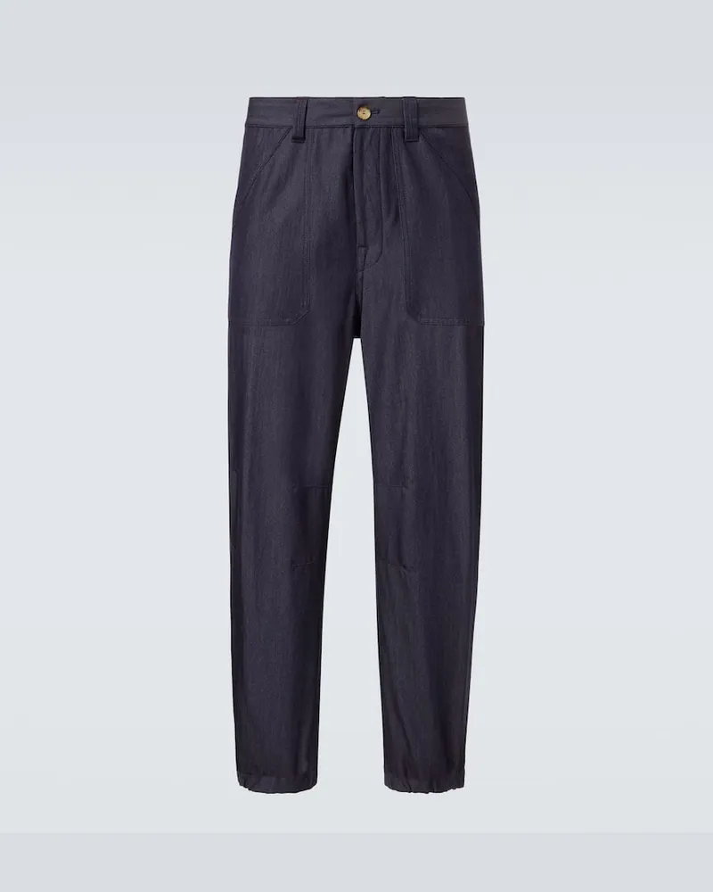 Brunello Cucinelli Gerade Hose aus Twill Blau