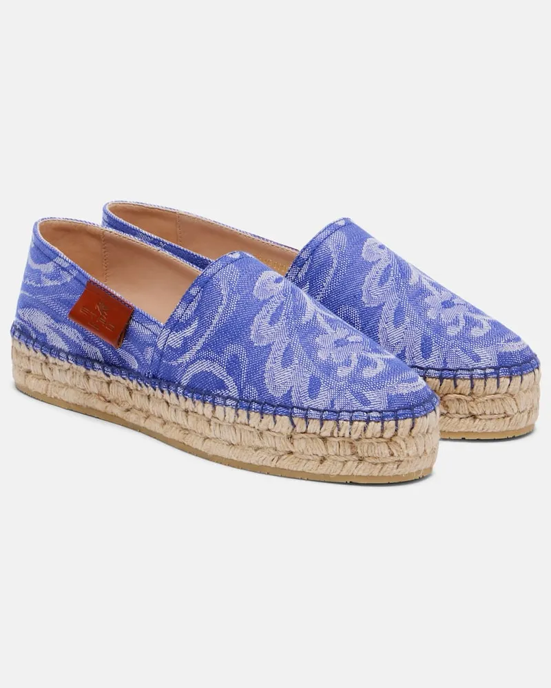 Etro Espadrilles aus Denim-Jacquard Blau