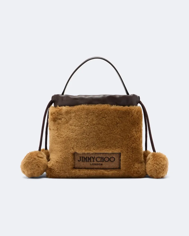 Jimmy Choo Henkeltasche Mini aus Shearling Braun