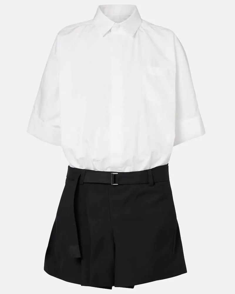 Sacai Minikleid aus Popeline Weiß