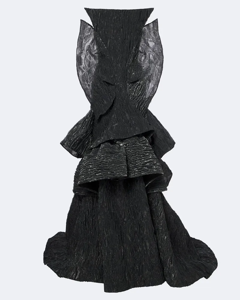 Maticevski Robe Friesian aus Cloqué Grau