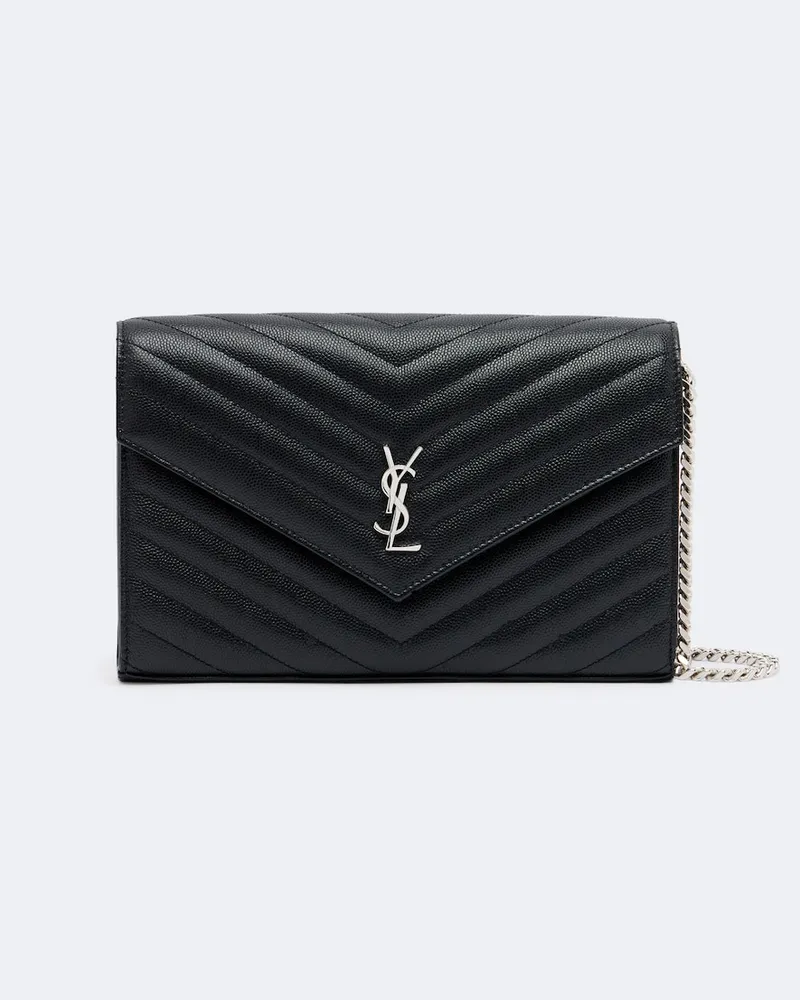 Saint Laurent Portemonnaie mit Kettenriemen Cassandre Envelope Schwarz