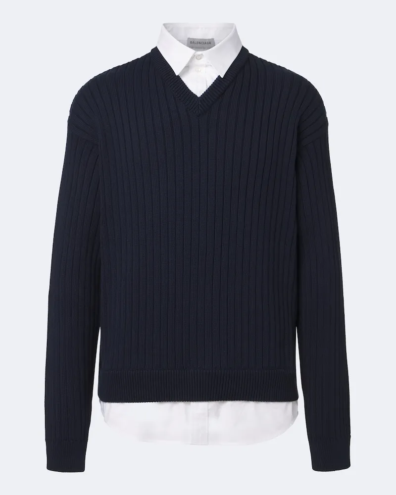 Balenciaga Pullover aus Rippstrick Blau