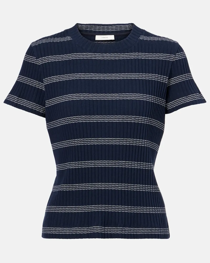 Vince T-Shirt aus Rippstrick Blau
