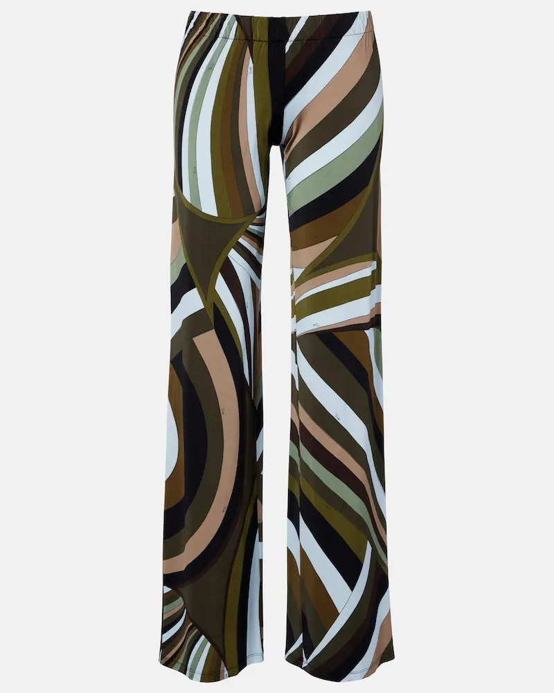 Emilio Pucci Weite Hose aus Satin-Jersey Grün