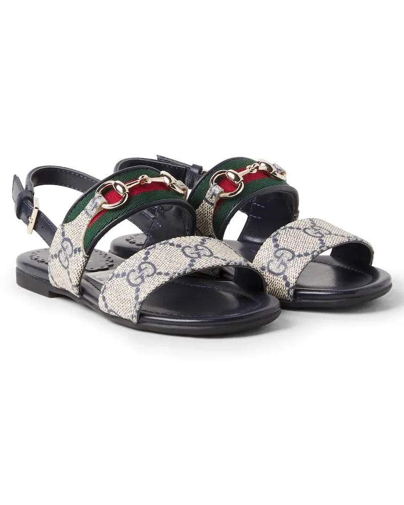 Gucci Sandalen Horsebit GG aus Canvas Beige