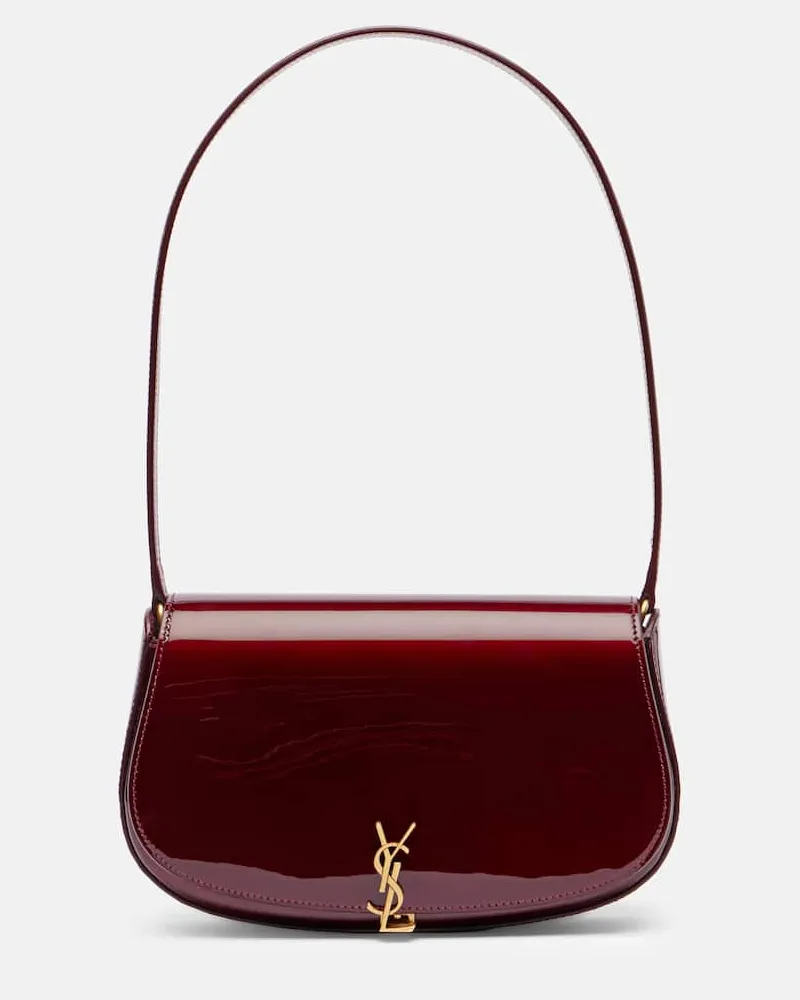Saint Laurent Schultertasche Voltaire Mini aus Lackleder Burgunderrot