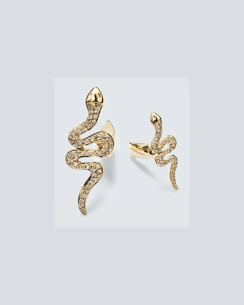 Sydney Evan Manschettenknöpfe Snake aus 14kt Gelbgold mit Diamanten Gold
