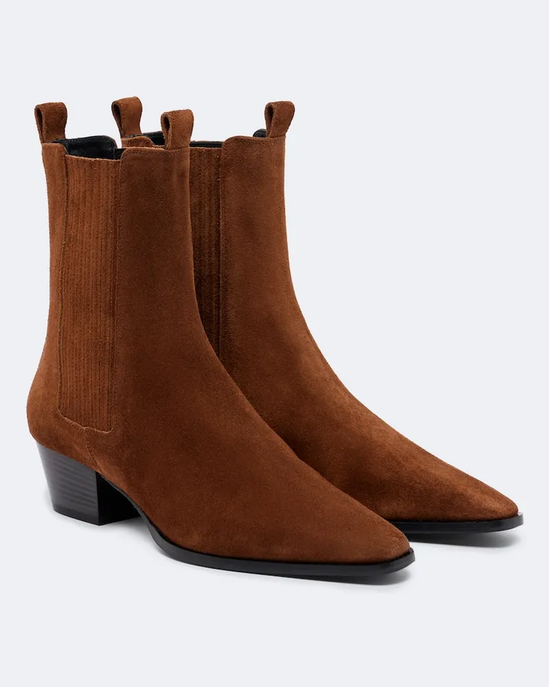 aeyde Ankle Boots Agata aus Veloursleder Braun