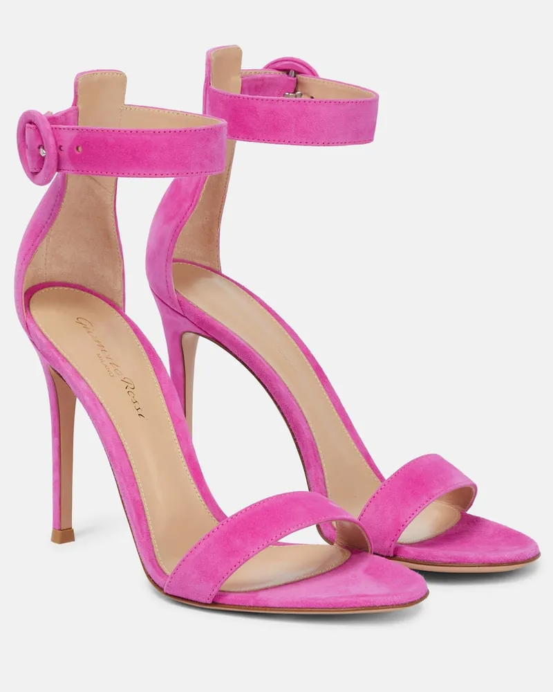 Gianvito Rossi Sandalen Portofino 105 aus Veloursleder Rosa