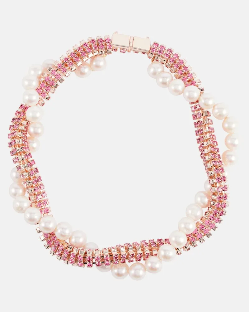 Magda Butrym Halskette mit Perlen und Kristallen Pink