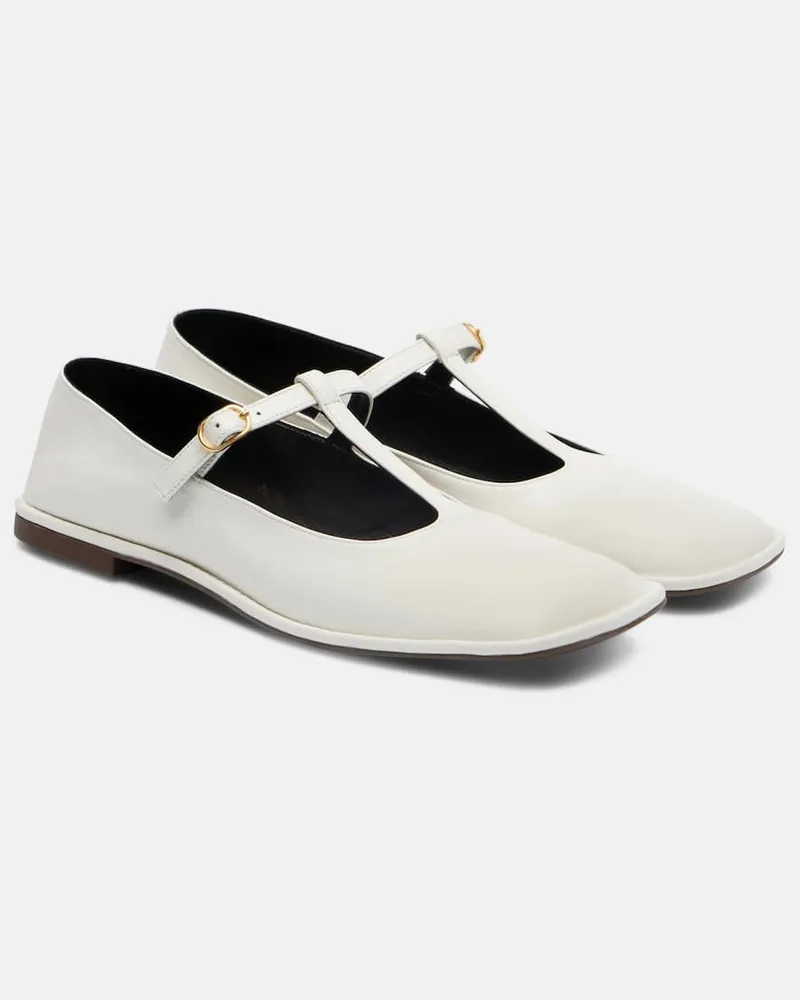 The Row Ballerinas aus Leder Weiß