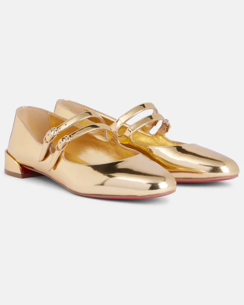 Christian Louboutin Mary-Jane-Ballerinas Sweet Jane aus Metallic-Leder Gold