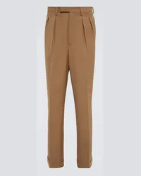 Dries van Noten Gerade Hose Parnes aus einem Wollgemisch Braun