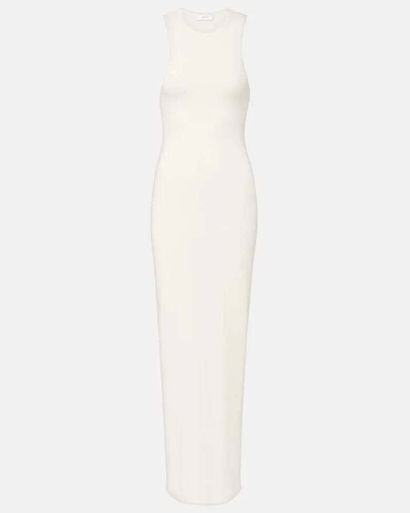 WARDROBE.NYC Maxikleid aus einem Baumwollgemisch Weiß