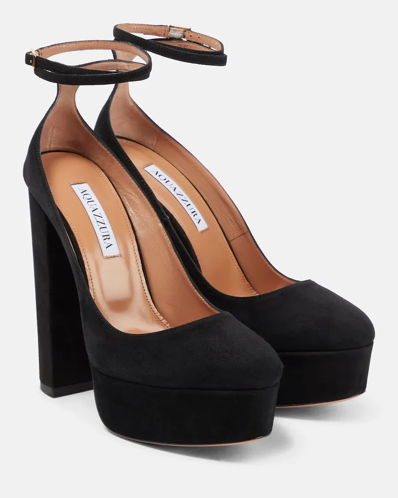 Aquazzura Plateau-Pumps Blake aus Veloursleder Schwarz