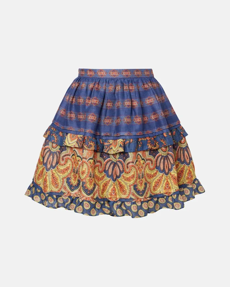 Valentino Garavani Minirock Voyage Imaginaire aus Leinen Multicolor