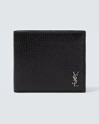 Saint Laurent Portemonnaie Tiny Cassandre East/West aus Leder Schwarz