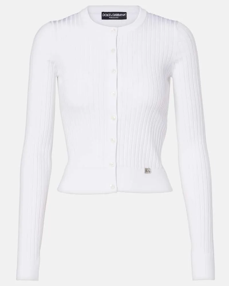 Dolce & Gabbana Cardigan aus Rippstrick Weiß