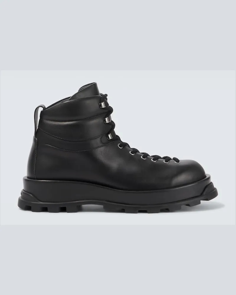 Jil Sander Schnürstiefel aus Leder Schwarz