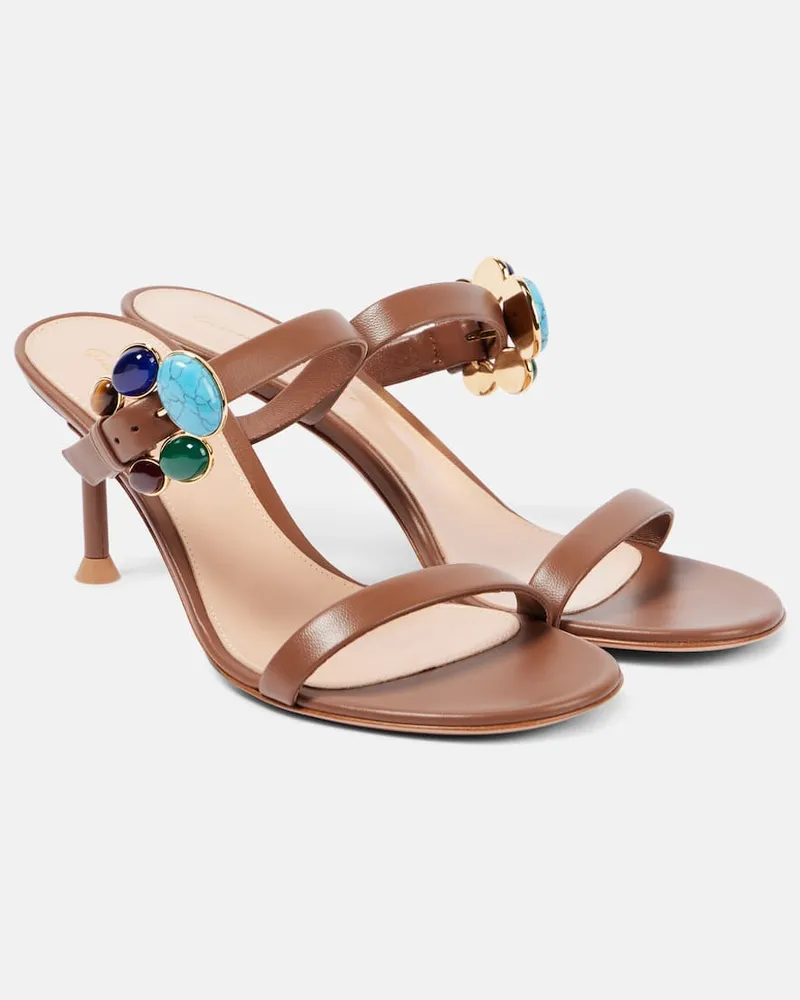 Gianvito Rossi Verzierte Sandalen 70 aus Leder Braun