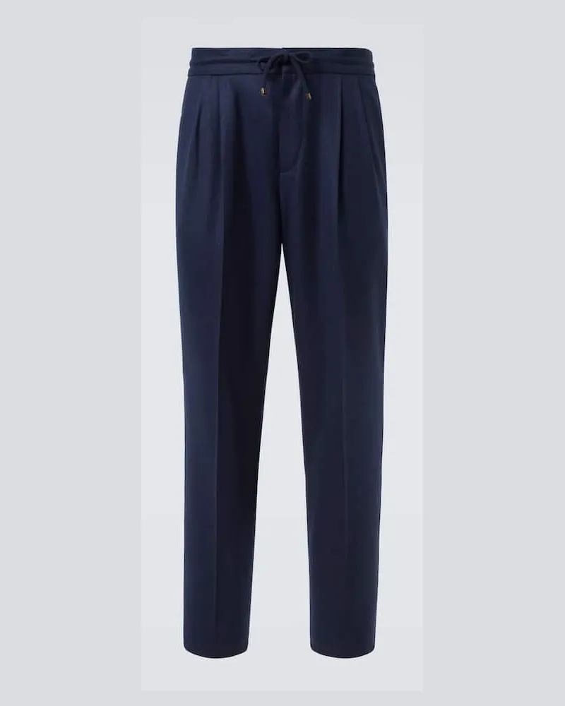 Brunello Cucinelli Gerade Hose aus Schurwolle Blau