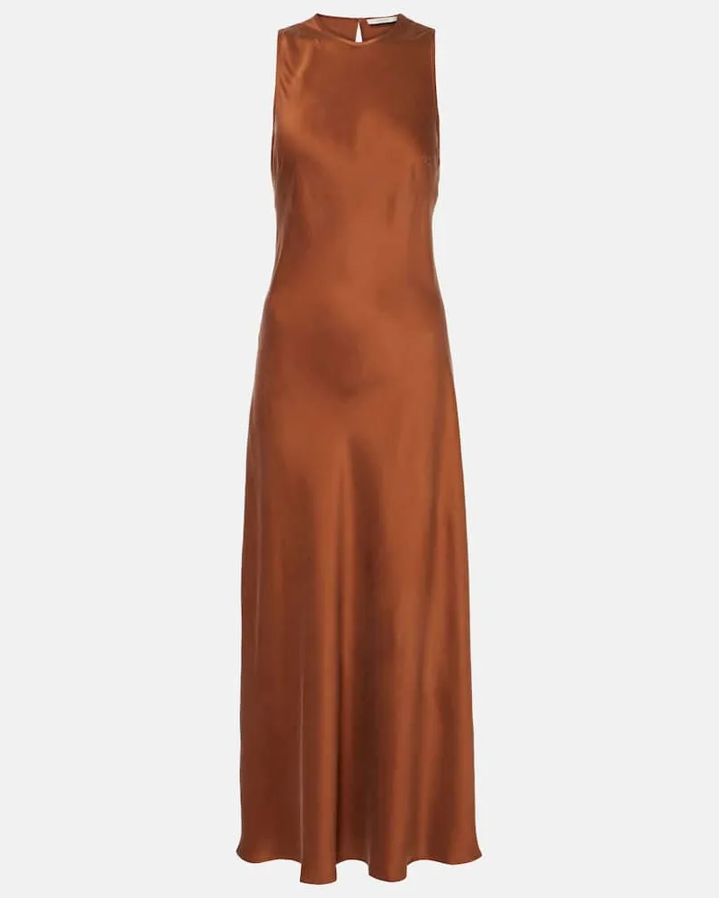 ASCENO Slipdress Valencia aus Seiden-Charmeuse Braun