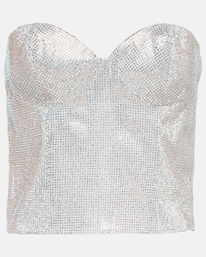 COSTARELLOS Top mit Kristallen Silber