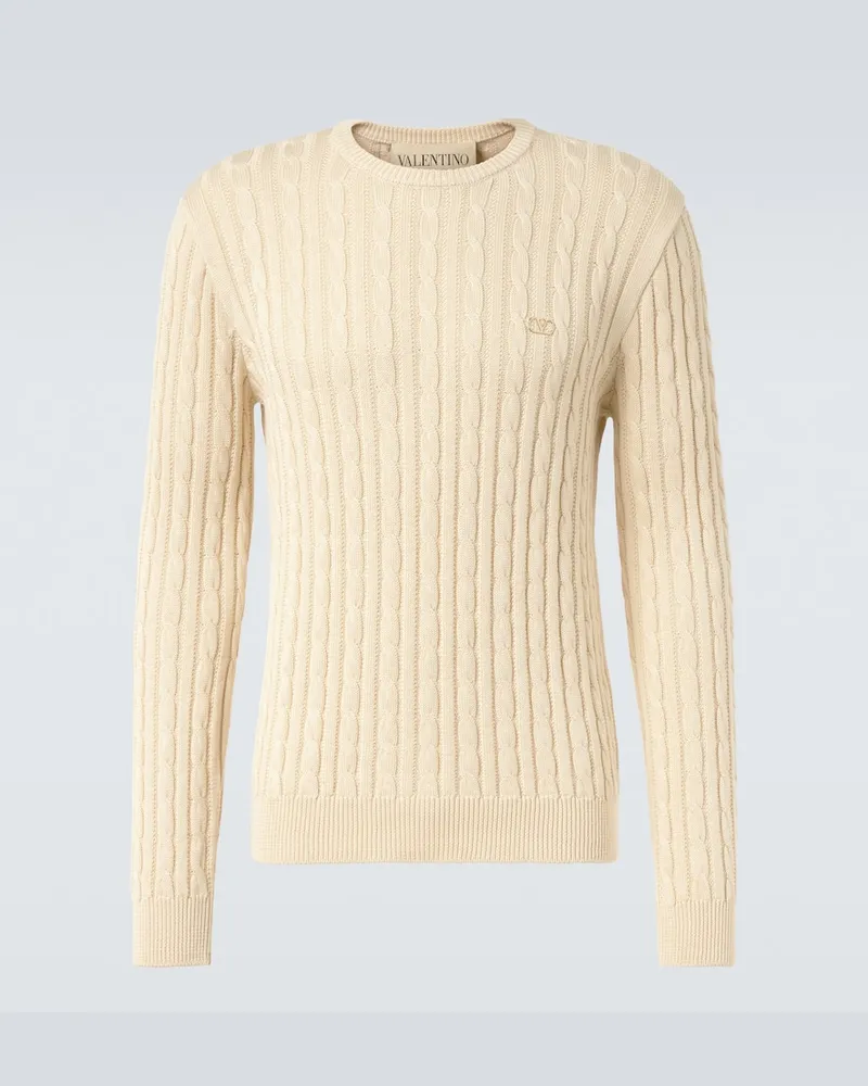 Valentino Garavani Pullover VLogo aus Baumwolle Gelb