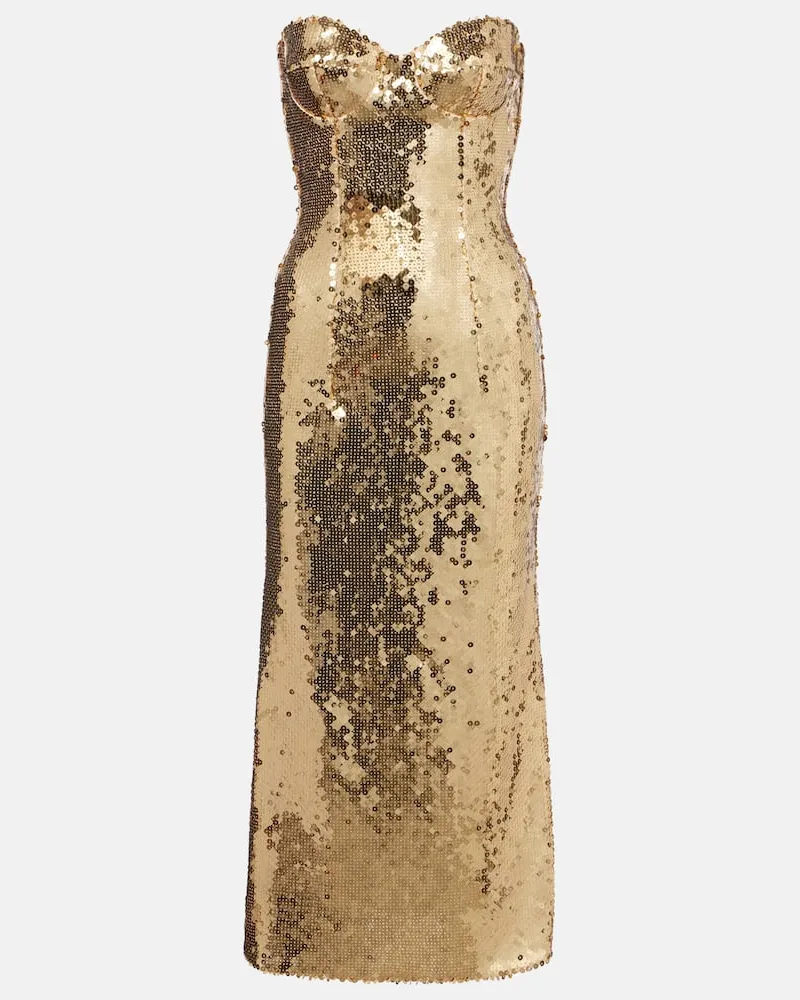 Dolce & Gabbana Bustier-Kleid mit Pailletten Gold