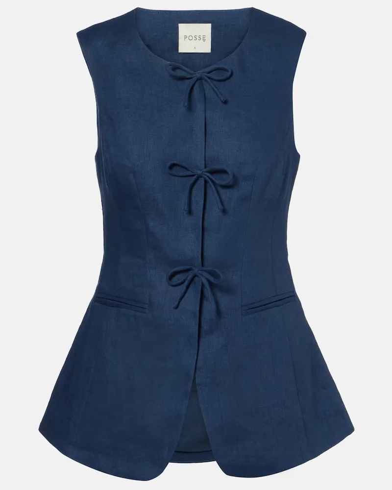 Posse Weste Sabine aus Leinen Blau