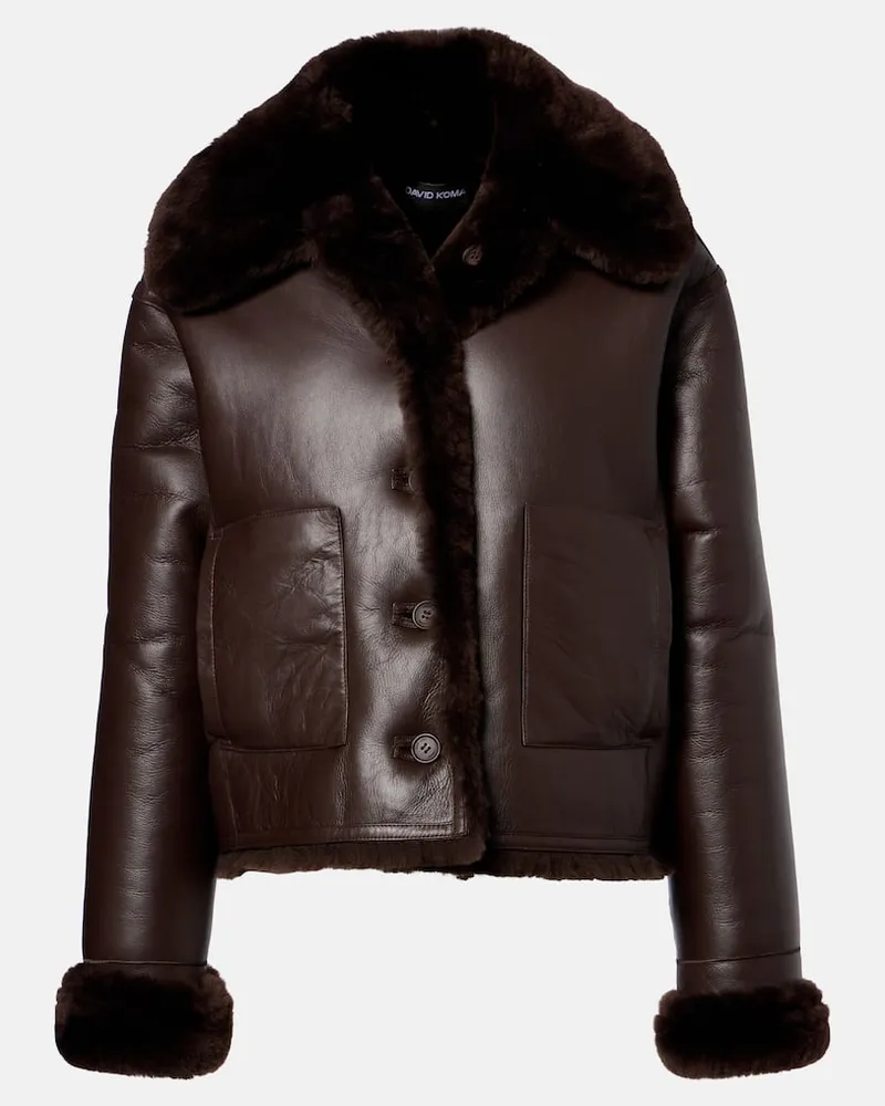 David Koma Wendbare Jacke aus Shearling Braun